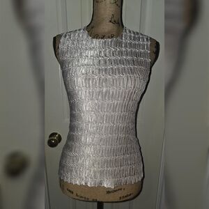 Vintage White Shirred Top by Nicola Petite